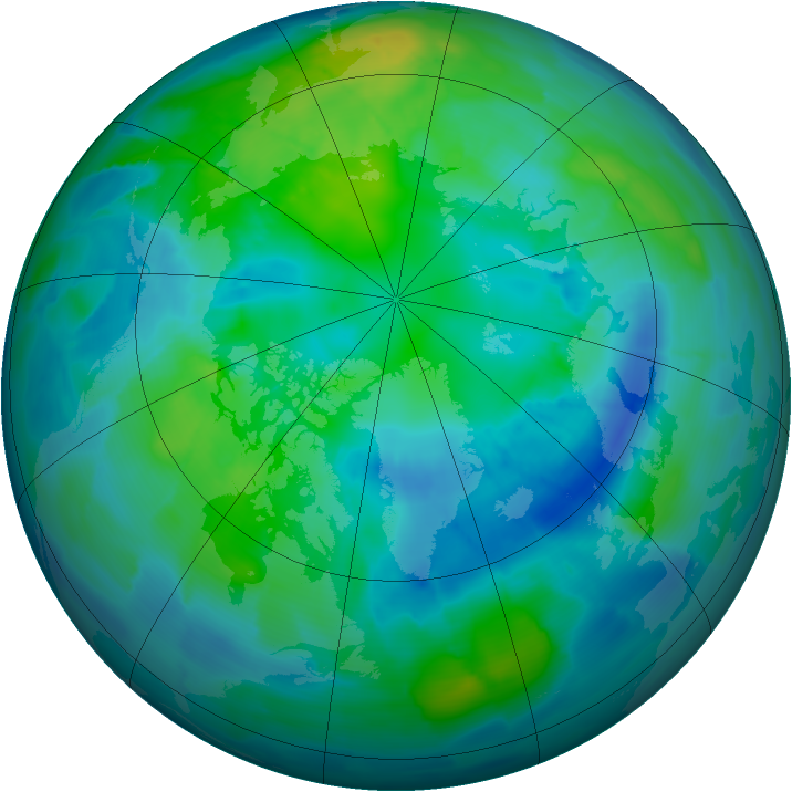 Arctic ozone map for 15 October 2013